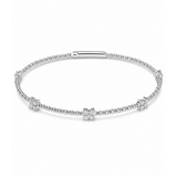 0.56ct Diamond 14K Gold Stationed Flower Flexible Bangle Bracelet