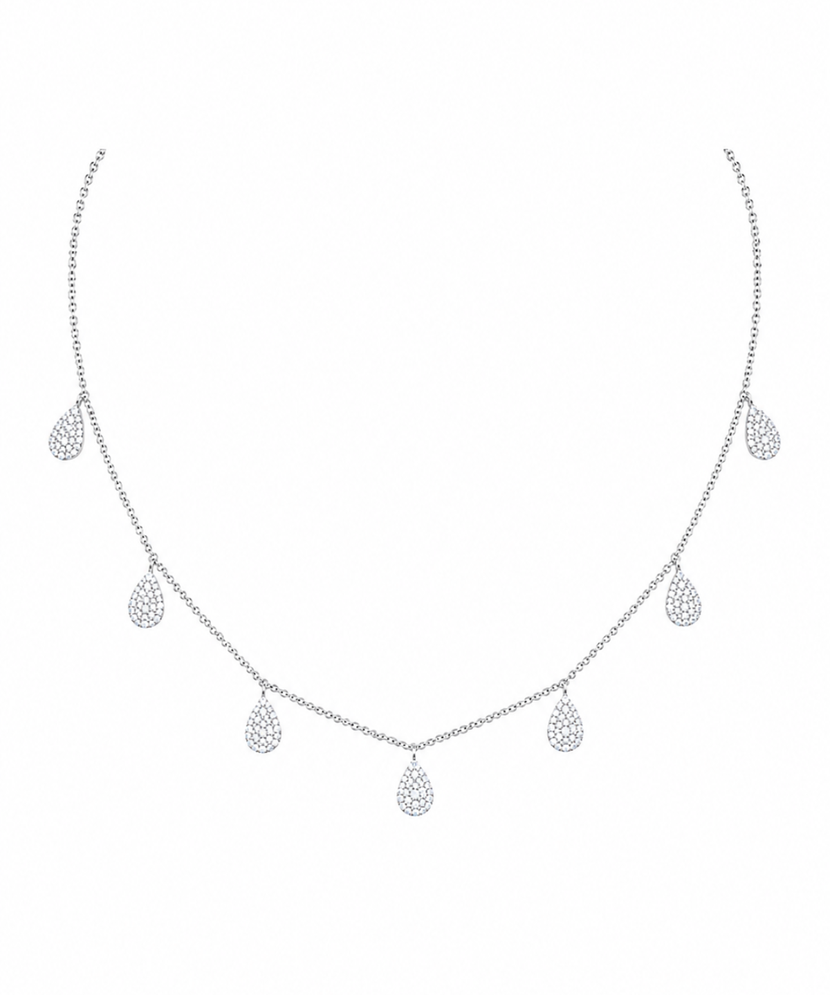 2.30ct Diamond 18K Gold Pave Pear Drop Necklace