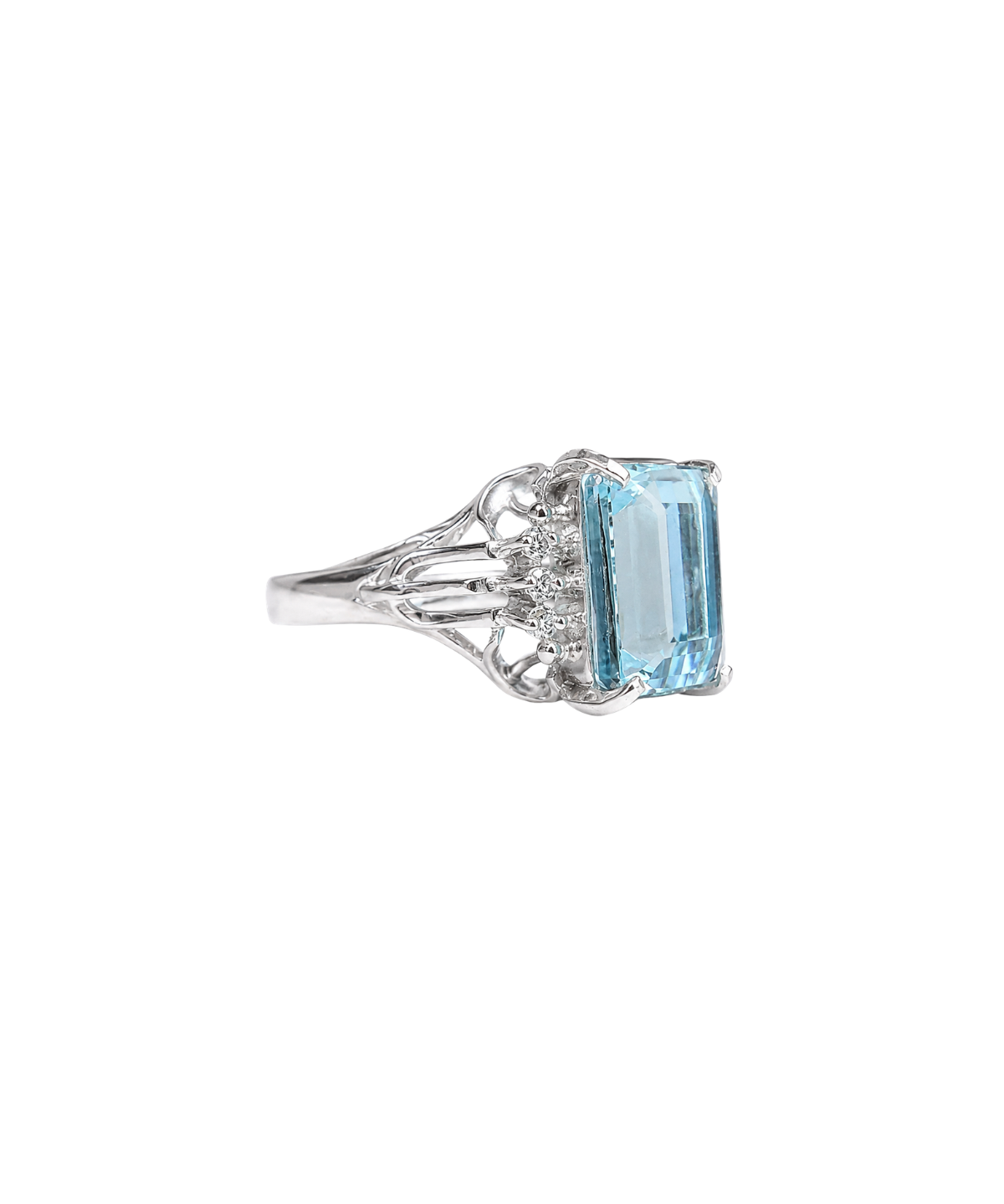 6.45ct Diamond Aquamarine Platinum Cushion Ring