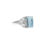6.45ct Diamond Aquamarine Platinum Cushion Ring