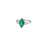 1.79ct Diamond Emerald 18K Gold Marquise Ring