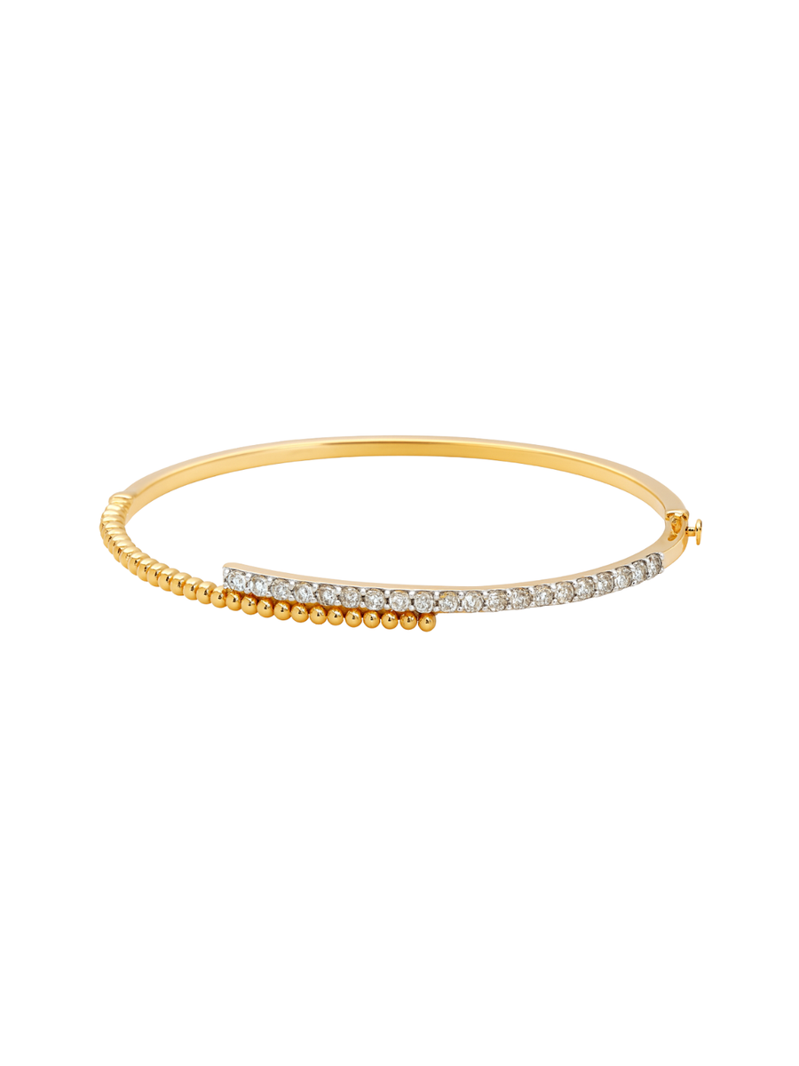1.04ct Diamond 14K Gold Bypass Bangle Bracelet