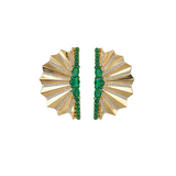 6.93ct Diamond Emerald 18K Gold Fanned Statement Earrings