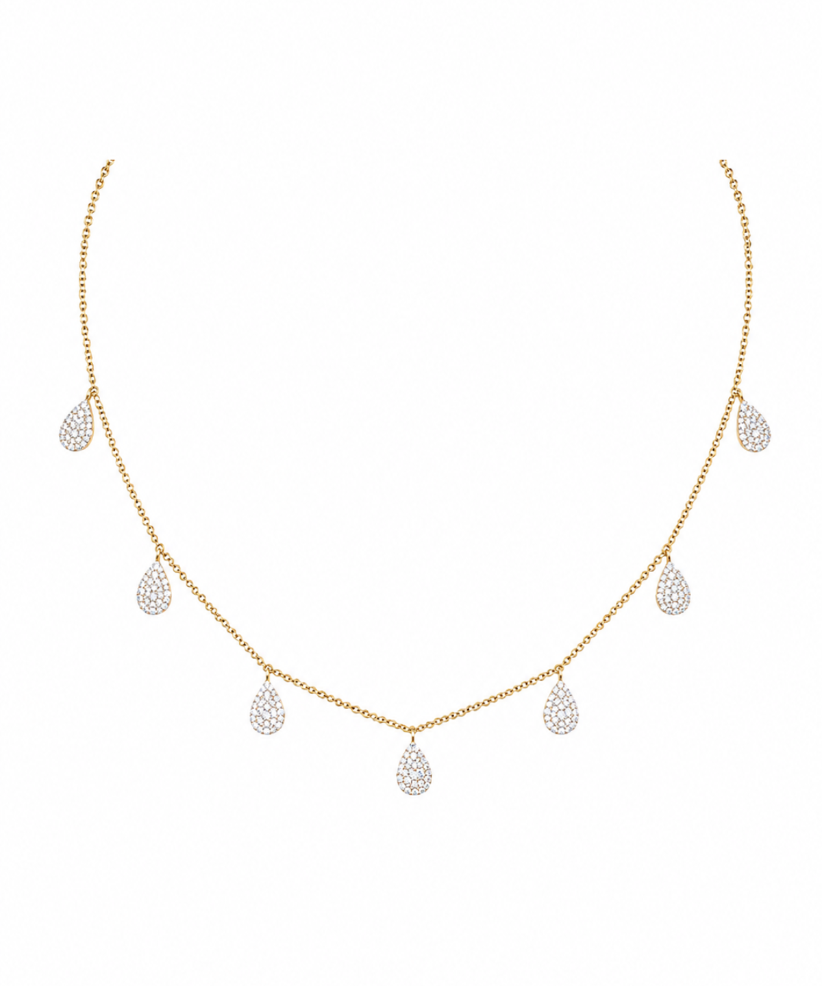 2.30ct Diamond 18K Gold Pave Pear Drop Necklace