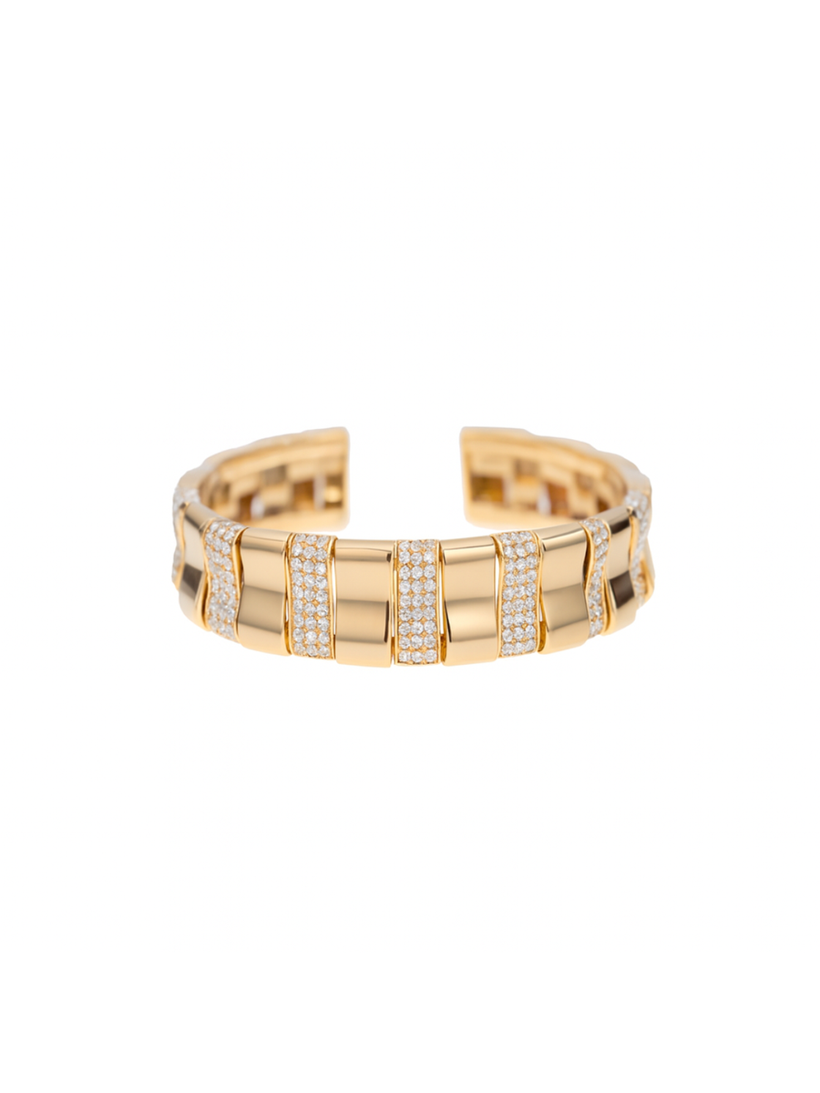 4.15ct Diamond 14K Gold Cuff Bracelet