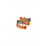 4.03ct Multi Sapphire 18K Gold Multi Row Ring