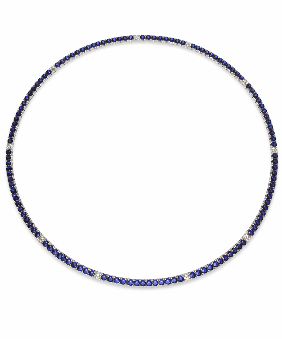 14.83ct Diamond Sapphire 14K Gold Tennis Necklace