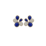 7.54ct Diamond Lapis Lazuli 14K Gold Pave Cluster Earrings