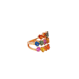 4.03ct Multi Sapphire 18K Gold Multi Row Ring