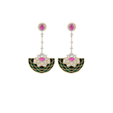 3.06ct Diamond 14K Gold Enamel Statement Dangle Drop Earring