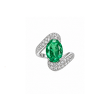 5.12ct Emerald Diamond 18K Gold Bypass Cocktail Ring