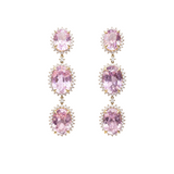 39.00ct Kunzite Diamond 18K Gold Dangle Drop Earrings