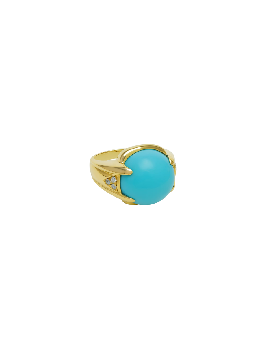 12.36ct Diamond Turquoise 18K Gold Cocktail Ring