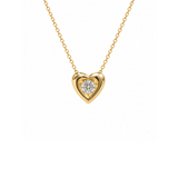 0.37ct Diamond 14K Gold Button Heart Pendant Necklace