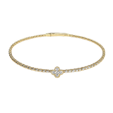 0.11ct Diamond 14K Gold Dainty Flower Flexible Bracelet