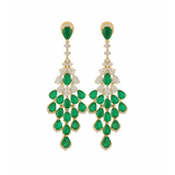 14.18ct Diamond Emerald 18K Gold Statement Earrings