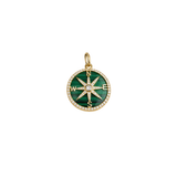 7.60ct Diamond Malachite 14K Gold Compass Pendant