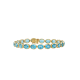19.38ct Blue Topaz 14K Gold Bezel Tennis Bracelet