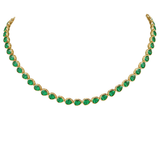 6.60ct Emerald 18K Gold Pear Bezel Choker Necklace