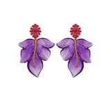 55.82ct Diamond Tourmaline Amethyst 18K Gold Carved Leaf Earrings