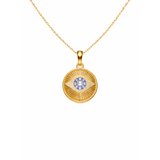 0.39ct Diamond Sapphire 14K Gold Evil Eye Pendant