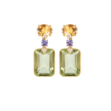 36.45ct Green Amethyst Morganite 18K Gold Drop Earrings