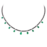 13.17ct Diamond Emerald 14K Gold Floating Necklace