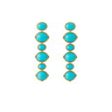 30.09ct Diamond Emerald Turquoise 18K Gold Statement Drop Earrings