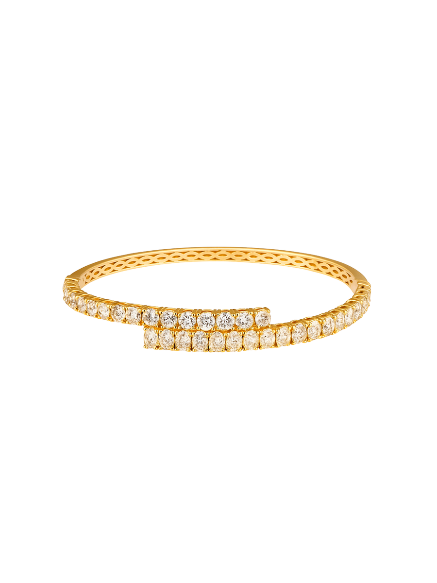 5.85ct Diamond 18K Gold Bypass Bangle Bracelet