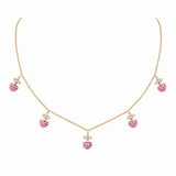 0.90ct Diamond Ruby 18K Gold Sacred Hearts Stationed Necklace