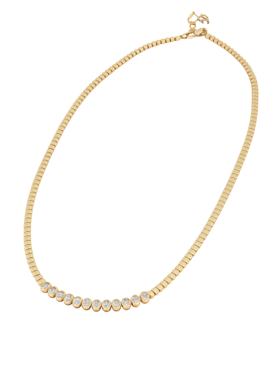 1.80ct Diamond 14K Gold Quarter Illusion Tennis Necklace