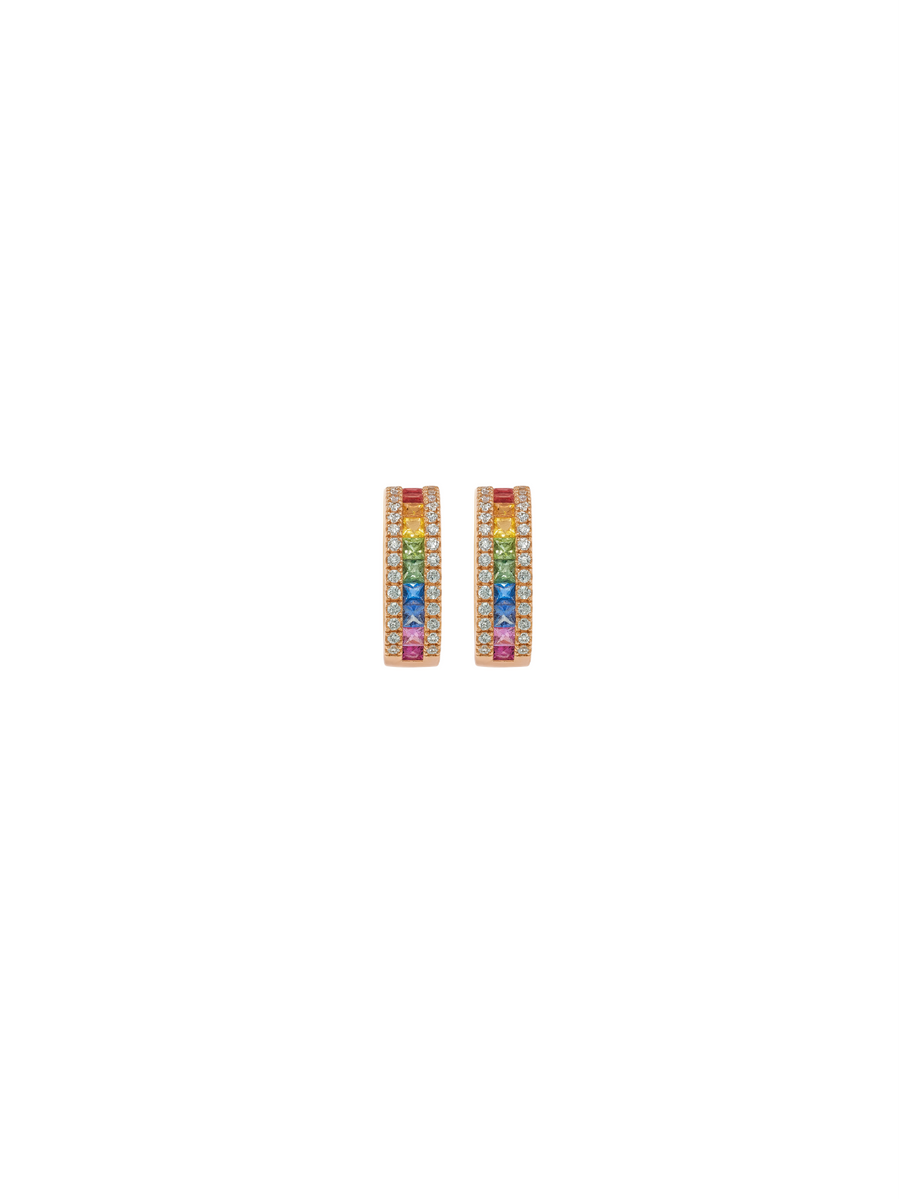 1.46ct Diamond Multi Colored 14K Gold Hoop Earrings