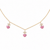 0.90ct Diamond Ruby 18K Gold Sacred Hearts Stationed Necklace