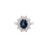 2.30ct Diamond Sapphire 18K Gold Halo Ring