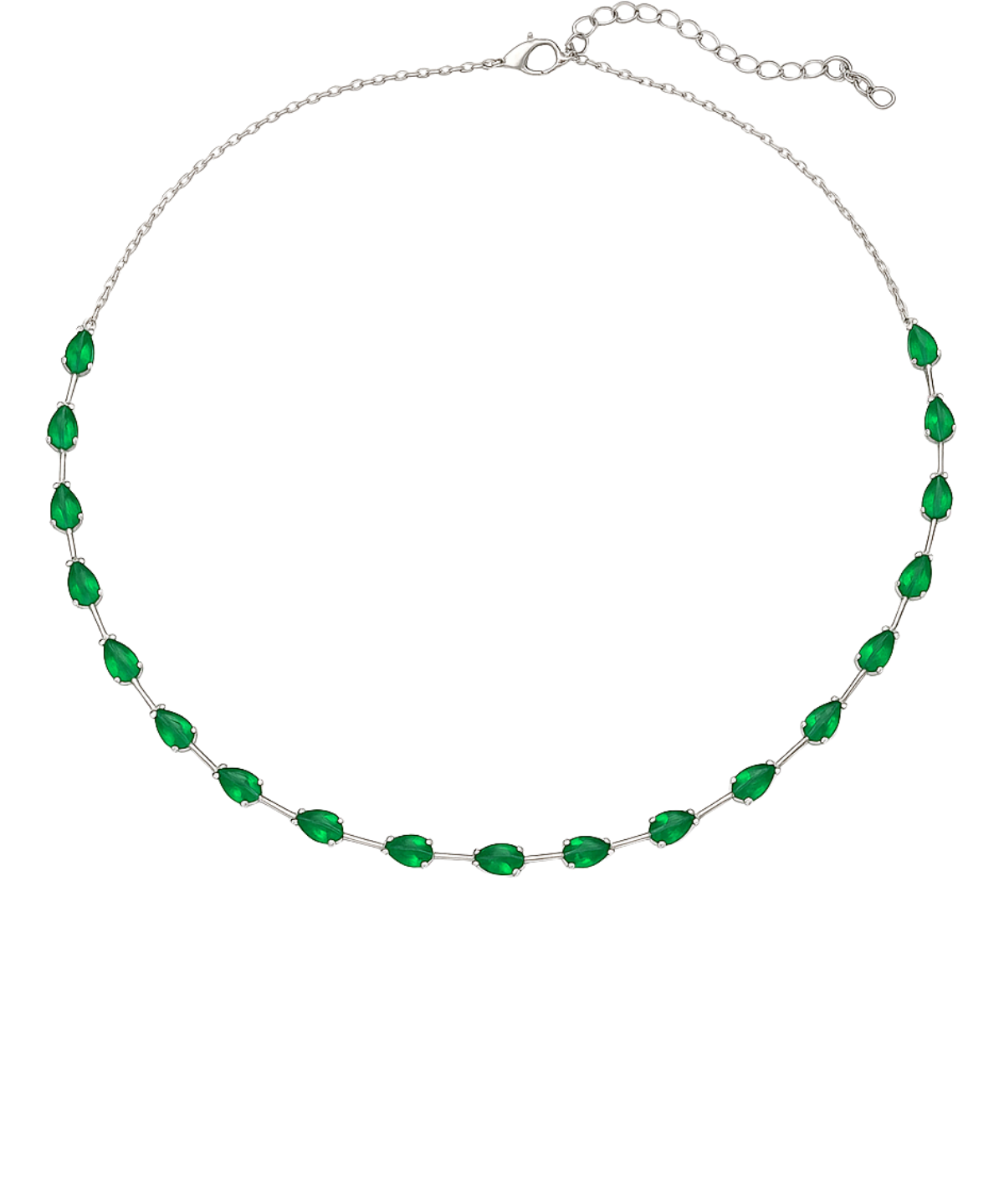 3.68ct Emerald 18K Gold Pear Choker Tennis Necklace