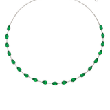3.68ct Emerald 18K Gold Pear Choker Tennis Necklace