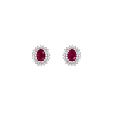 2.70ct Ruby Diamond 18K Gold Halo Earrings