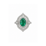 3.73 Diamond Emerald 18K Gold Cocktail Ring
