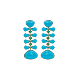 41.73ct Turquoise Diamond 18K Gold Statement Earrings
