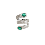 3.21ct Diamond Emerald 18K Gold Spiral Ring