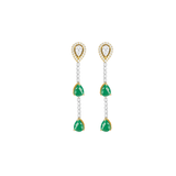 3.51ct Emerald Diamond 18K Gold Dangle Drop Earrings