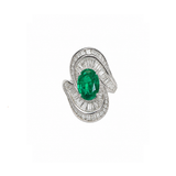 5.26ct Diamond Emerald 18K Gold Cocktail Ring