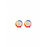 1.88ct Diamond Multi Sapphire 14K Gold Stud Earrings