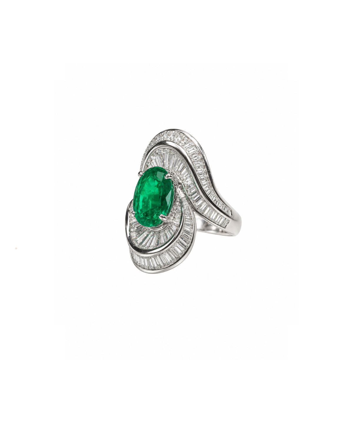 5.26ct Diamond Emerald 18K Gold Cocktail Ring