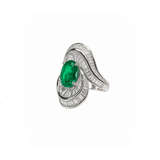 5.26ct Diamond Emerald 18K Gold Cocktail Ring