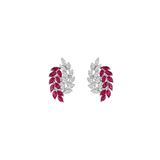 2.14cts Ruby Diamond 18K Gold Leaf Climber Earrings