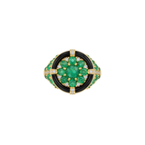 7.19ct Diamond Emerald Onyx 18K Gold Cocktail Ring