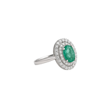 2.05ct Diamond Emerald 18K Gold Oval Ring