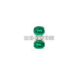 3.34ct Diamond Emerald 18K Gold Double Ring