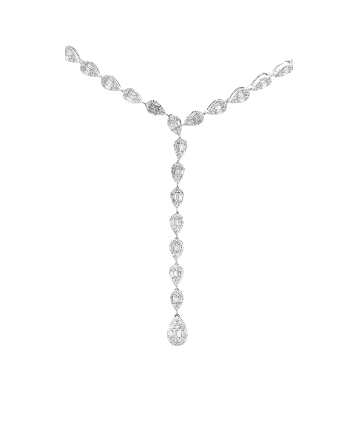 4.74ct Diamond 14K Gold Invisible Set Lariat Necklace